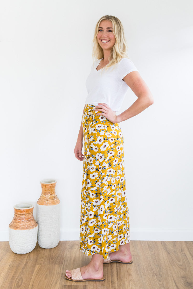 Ella wrap skirt - sunny yellow and calm teal