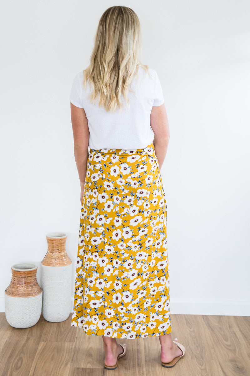Ella wrap skirt - sunny yellow and calm teal