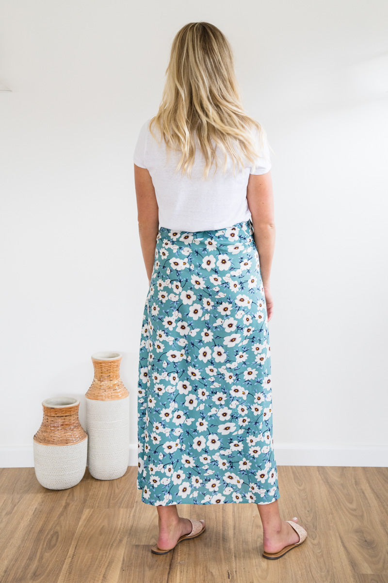 Ella wrap skirt - sunny yellow and calm teal