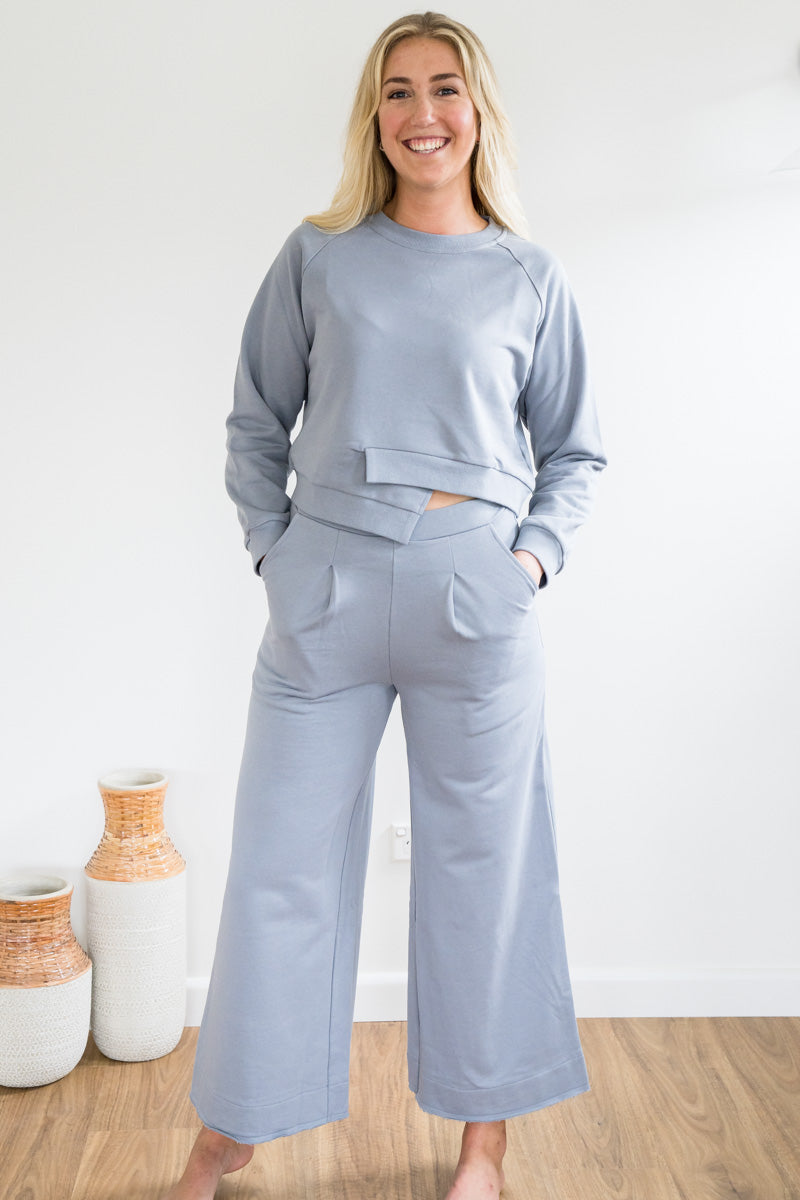 Carrie two-piece lounge suit - winter blue