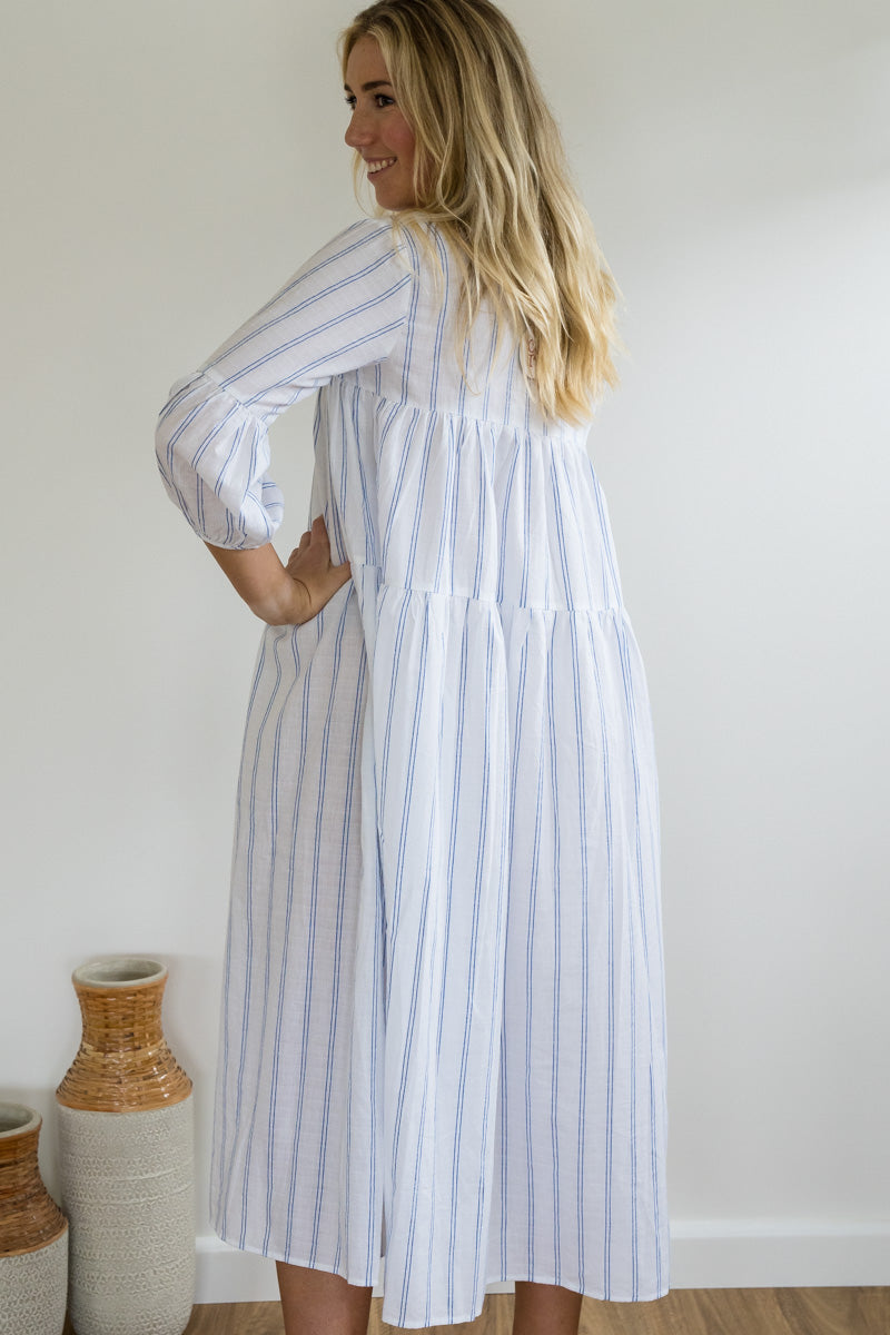 Florence Maxi Dress - White Stripe