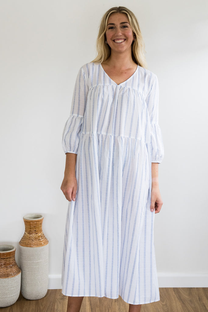 Florence Maxi Dress - White Stripe