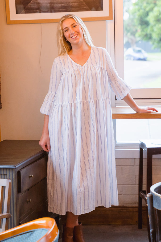 Florence Maxi Dress - White Stripe